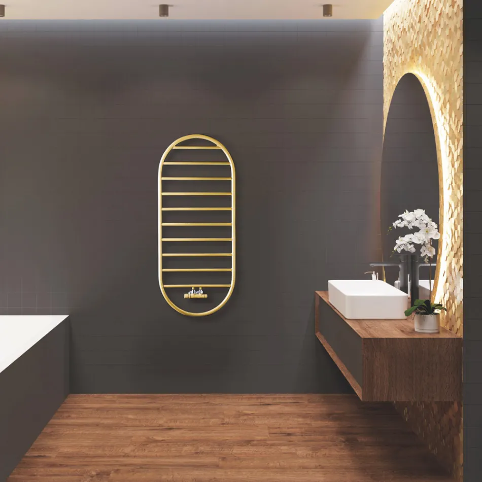 "Tutto Tondo Slim" Design håndklædevarmer i stål Fremstillet i Italien - Glat Viadurini