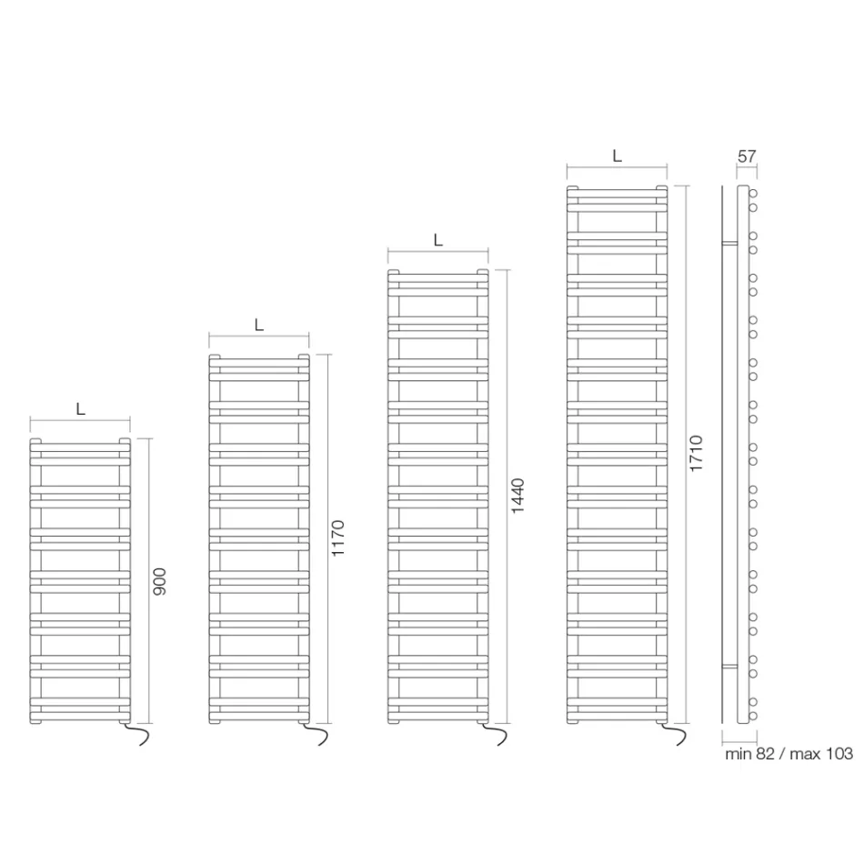 Elektrisk håndklædetørrer med vandrette elementer Fremstillet i Italien - Amaretti Viadurini