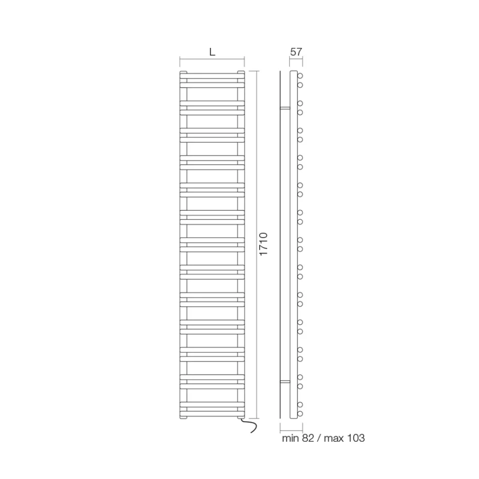 Elektrisk håndklædevarmer med vandrette elementer lavet i Italien - Amaretti Viadurini