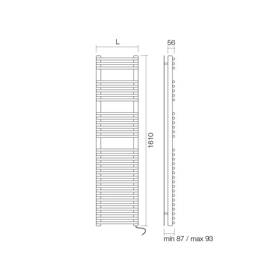 Elektrisk håndklædevarmer i stål satinfinish Made in Italy - Peel Viadurini