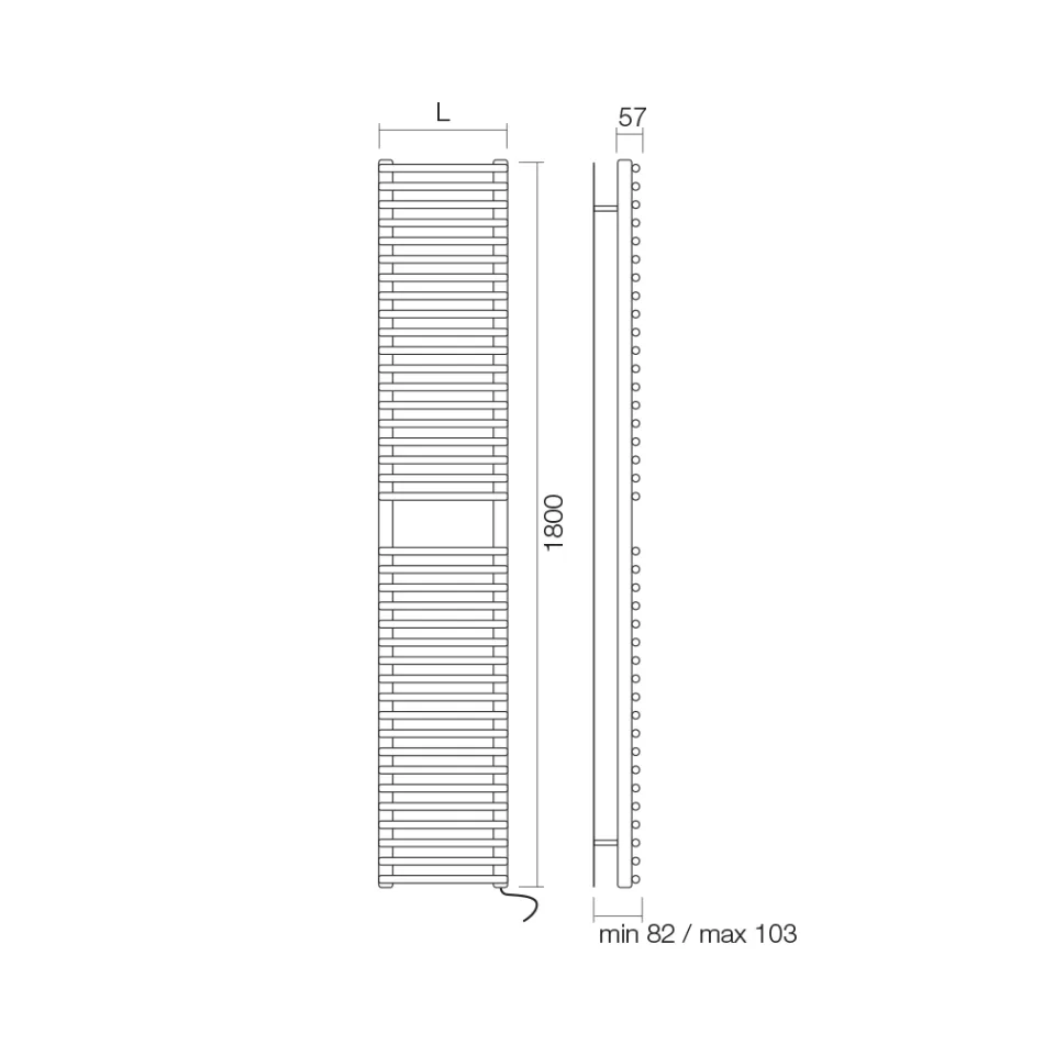 Elektrisk håndklædevarmer lavet af kulstofstål - blød Viadurini