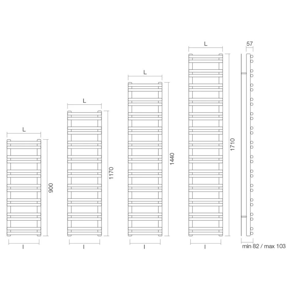 Amaretti hydraulisk håndklædetørrer med vandrette elementer, fremstillet i Italien Viadurini