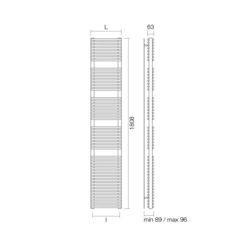 Hydraulisk håndklædevarmer i stål Aluminiumsfinish Made in Italy - Briocher Viadurini