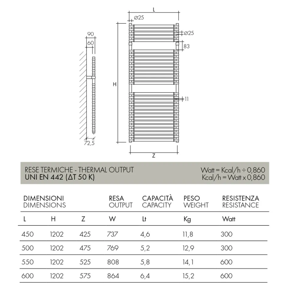 Hydraulisk håndklædevarmer i stålkrom og guldfinish Made in Italy - Laura Viadurini