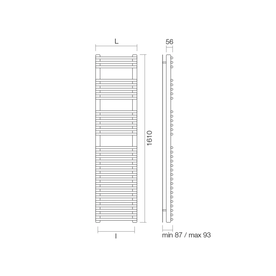 Hydraulisk håndklædevarmer i stål satinfinish Made in Italy - Peel Viadurini