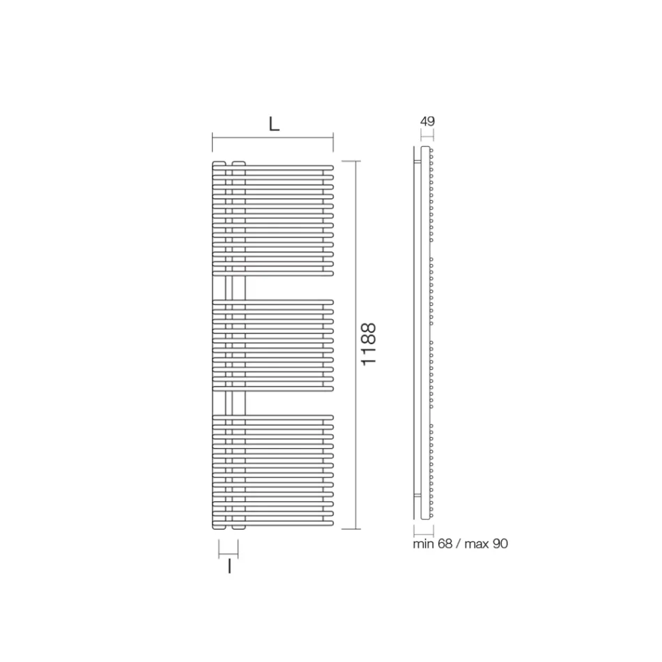 Håndklædevarmer i kulstofstål med hydraulisk system - Peanuts Viadurini