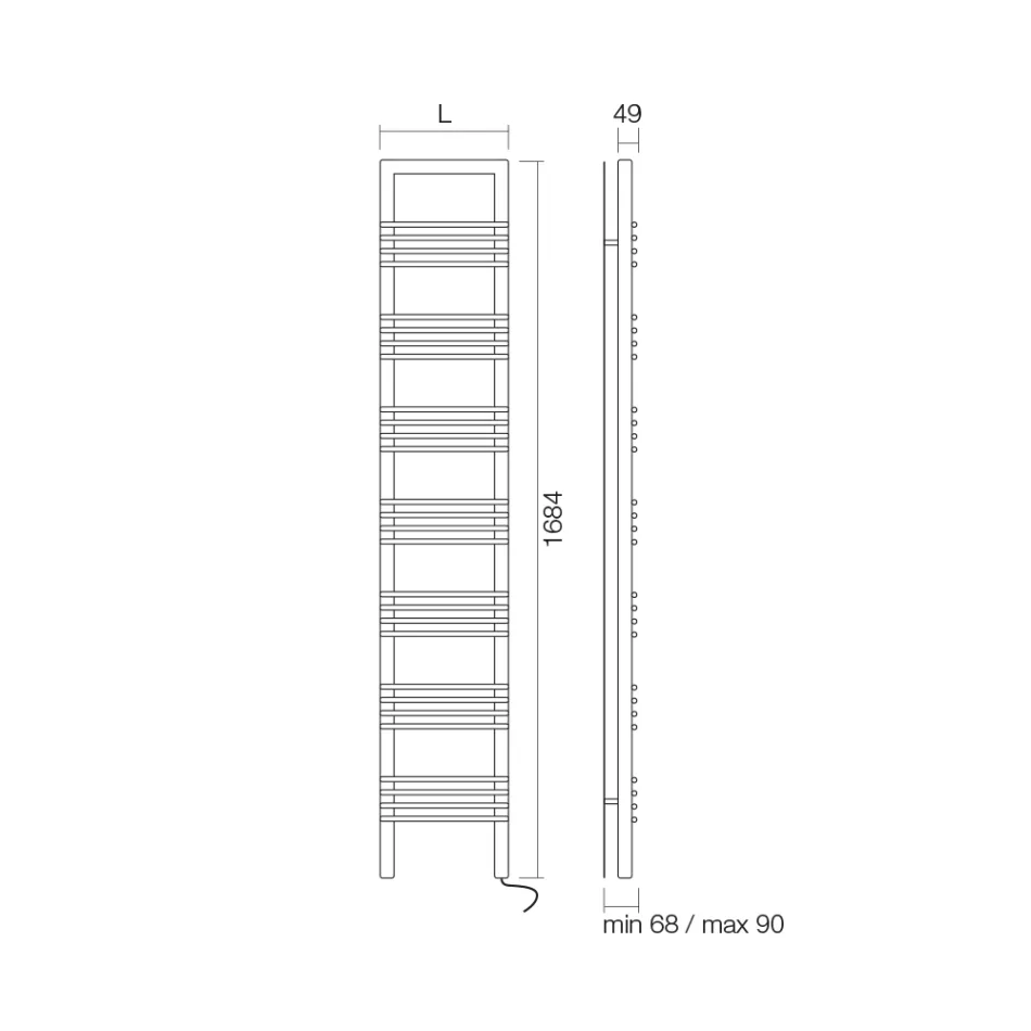 Håndklædevarmer i stål med elektrisk system lavet i Italien - Rom Viadurini