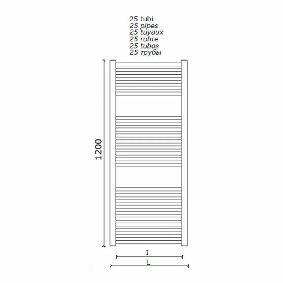 Vægmonteret håndklædevarmer i rustfrit stål til badeværelse, 2 størrelser 391 W - Italo Viadurini