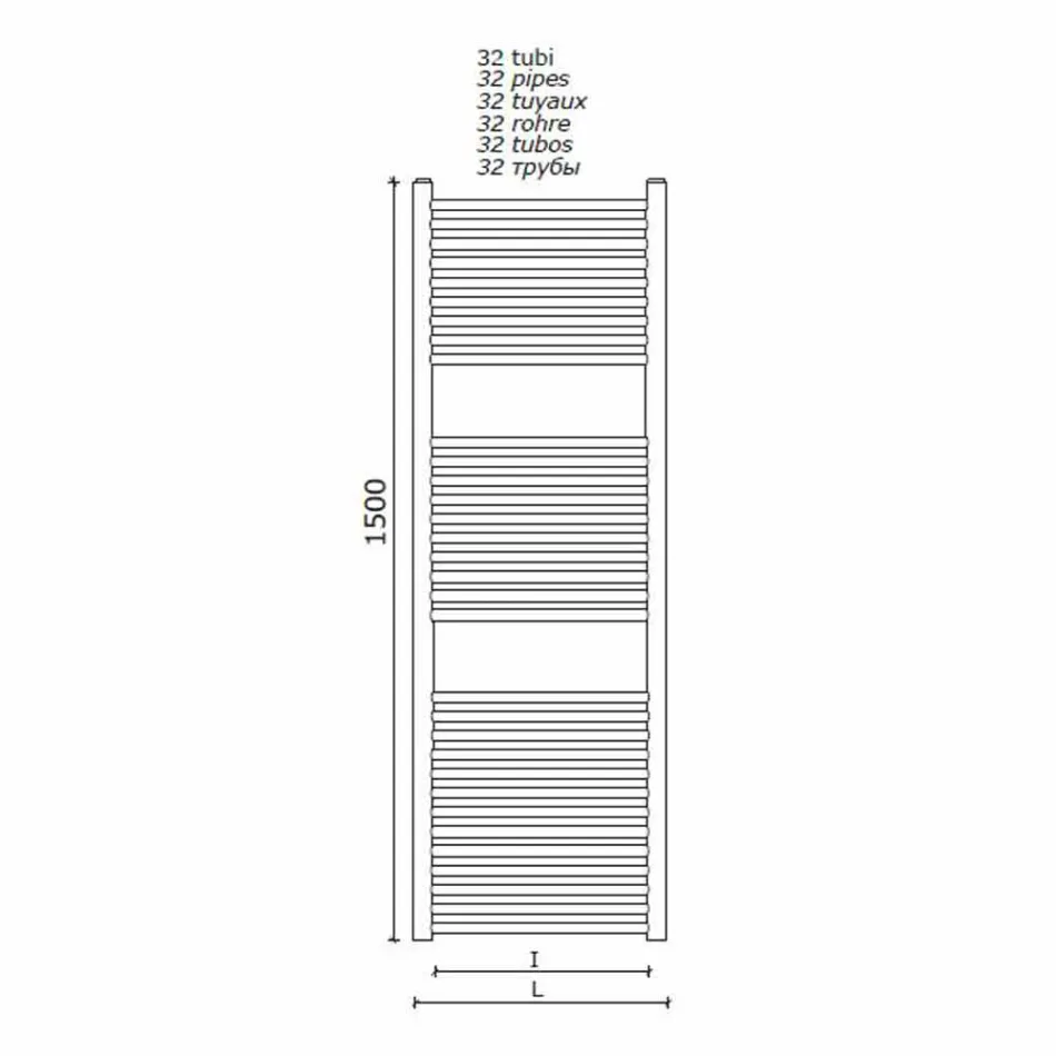 Vægmonteret håndklædevarmer i rustfrit stål til badeværelse, 2 størrelser 391 W - Italo Viadurini