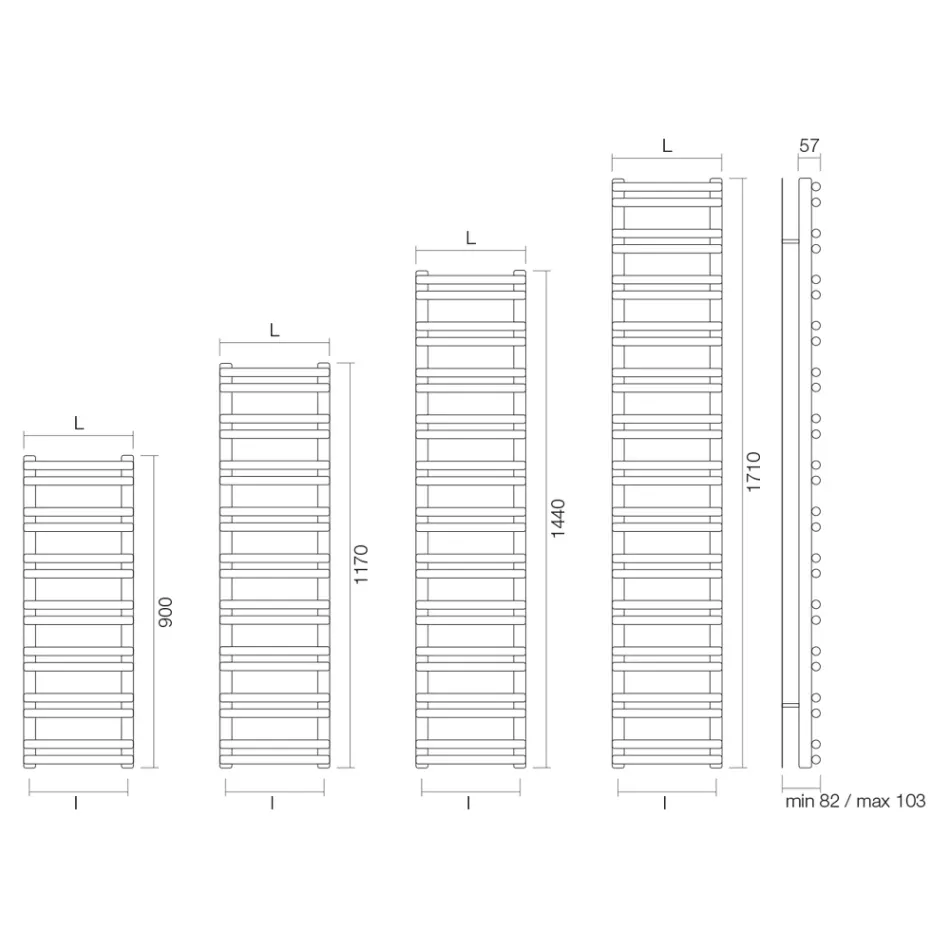 Amaretti blandet håndklædetørrer med vandrette elementer, fremstillet i Italien Viadurini