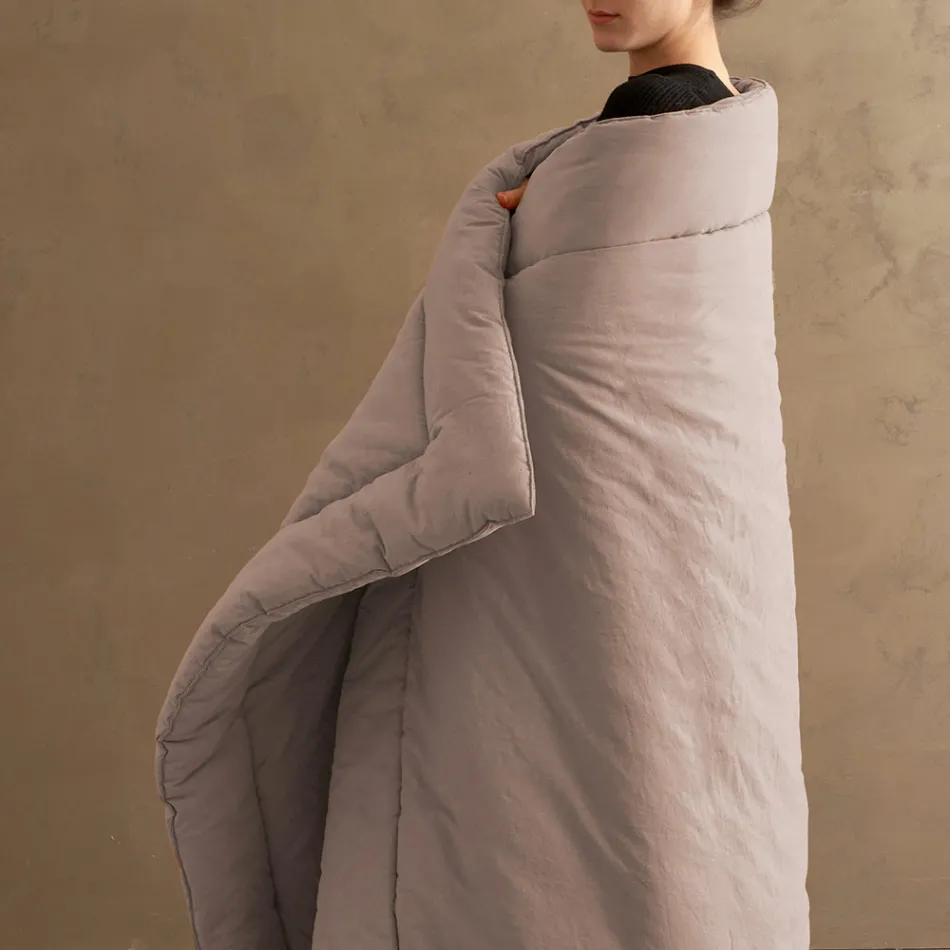 350 gr/m2 Dobbeltsengsvarmer i ren beklædningsfarvet bomuld - delikatesse Viadurini