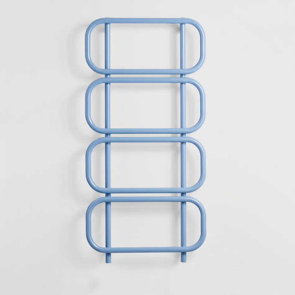 Elektrisk håndklædevarmerstige i farvet fladt stål lavet i Italien - kæde Viadurini