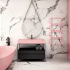 Rund farvet stål hydraulisk håndklædevarmer stige lavet i Italien - kæde Viadurini