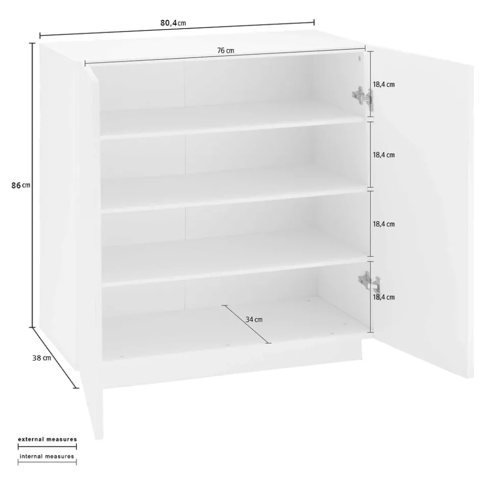 2-dørs skoskab i bæredygtigt hvidt eller skifermelamintræ - Joris Viadurini