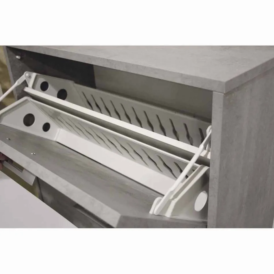 Dobbelt række flap sko skab i Cleaf Senis cement melamin Viadurini