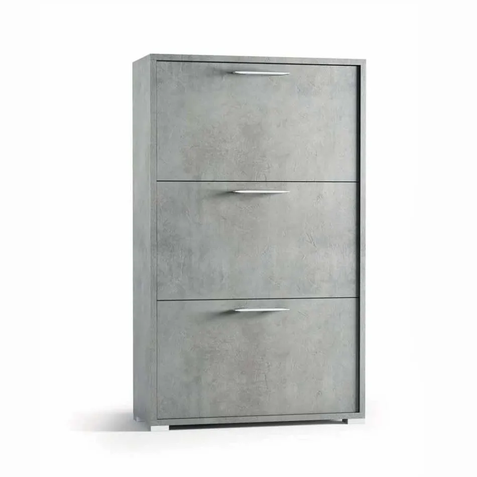 Dobbelt række flap sko skab i Cleaf Senis cement melamin Viadurini