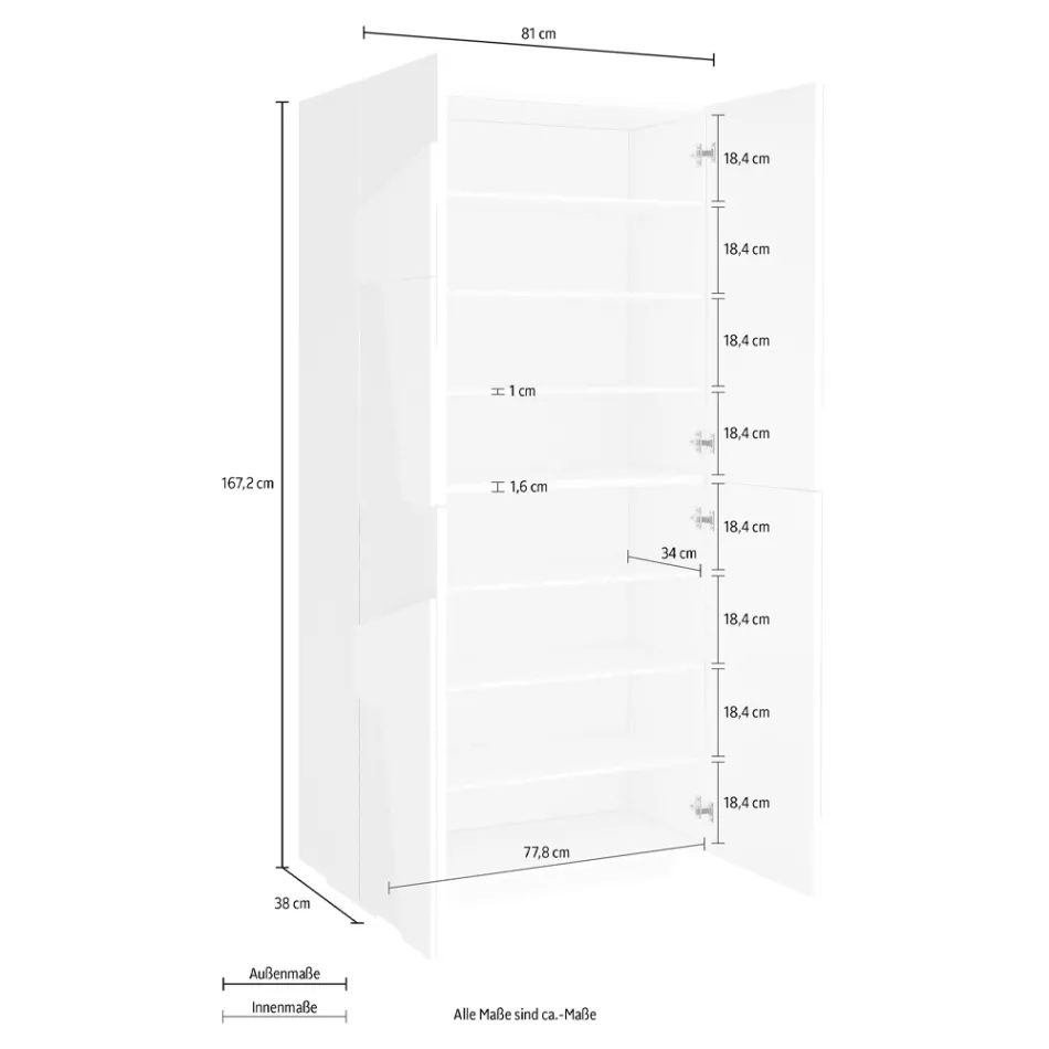 Højt eller lavt skostativ i bæredygtigt trædesign med 2 eller 4 døre - Fjona Viadurini
