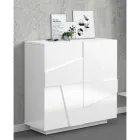 Højt eller lavt skostativ i bæredygtigt trædesign med 2 eller 4 døre - Fjona Viadurini