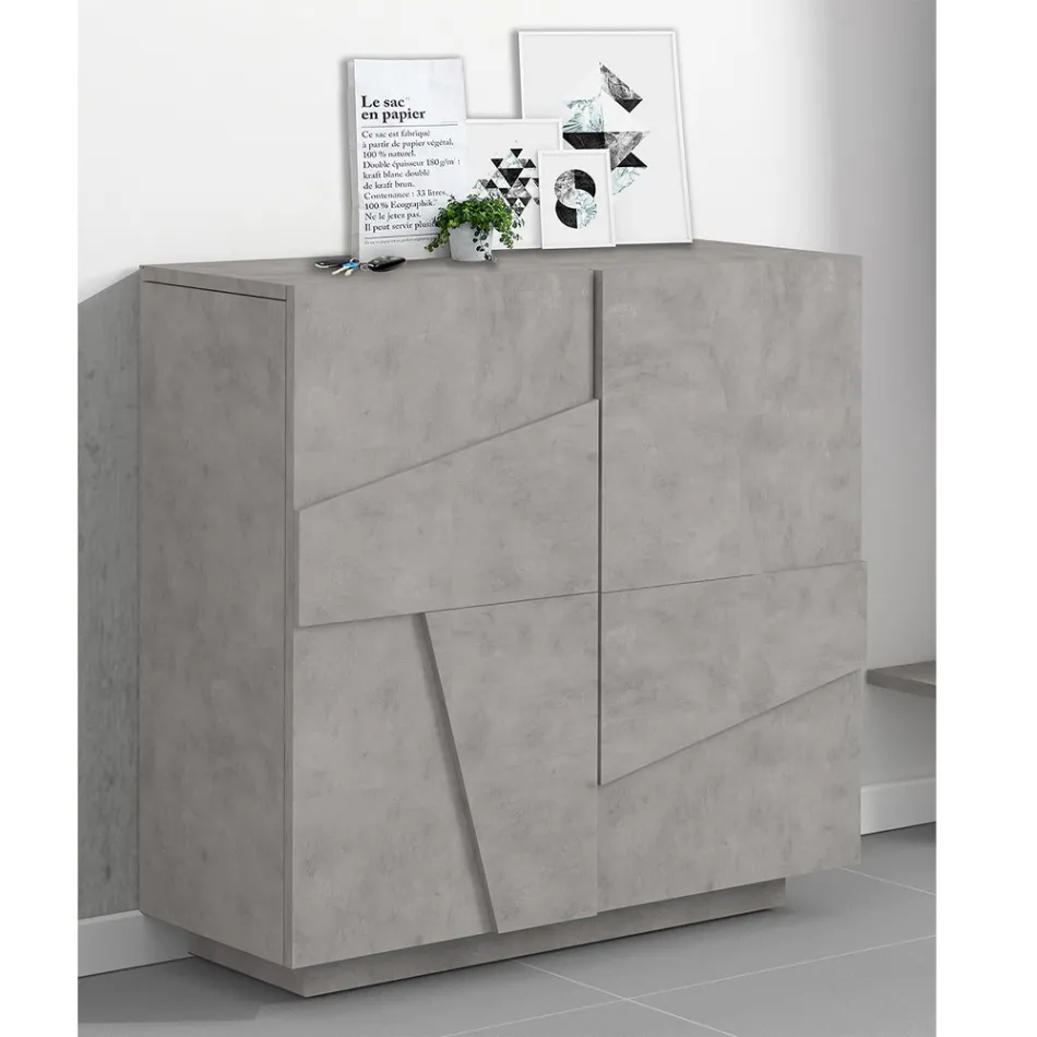 Højt eller lavt skostativ i bæredygtigt trædesign med 2 eller 4 døre - Fjona Viadurini