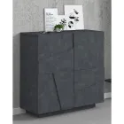 Højt eller lavt skostativ i bæredygtigt trædesign med 2 eller 4 døre - Fjona Viadurini