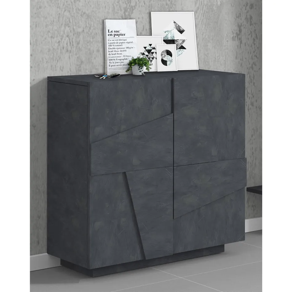 Højt eller lavt skostativ i bæredygtigt trædesign med 2 eller 4 døre - Fjona Viadurini