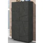 Højt eller lavt skostativ i bæredygtigt trædesign med 2 eller 4 døre - Fjona Viadurini