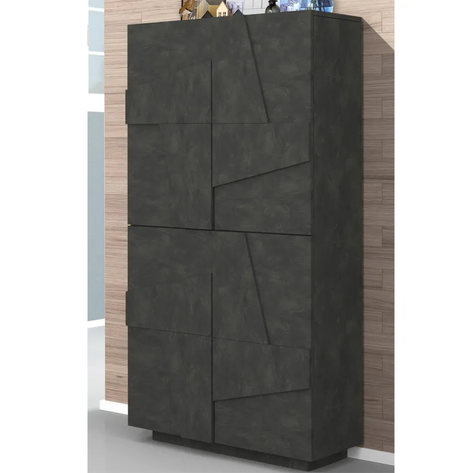 Højt eller lavt skostativ i bæredygtigt trædesign med 2 eller 4 døre - Fjona Viadurini