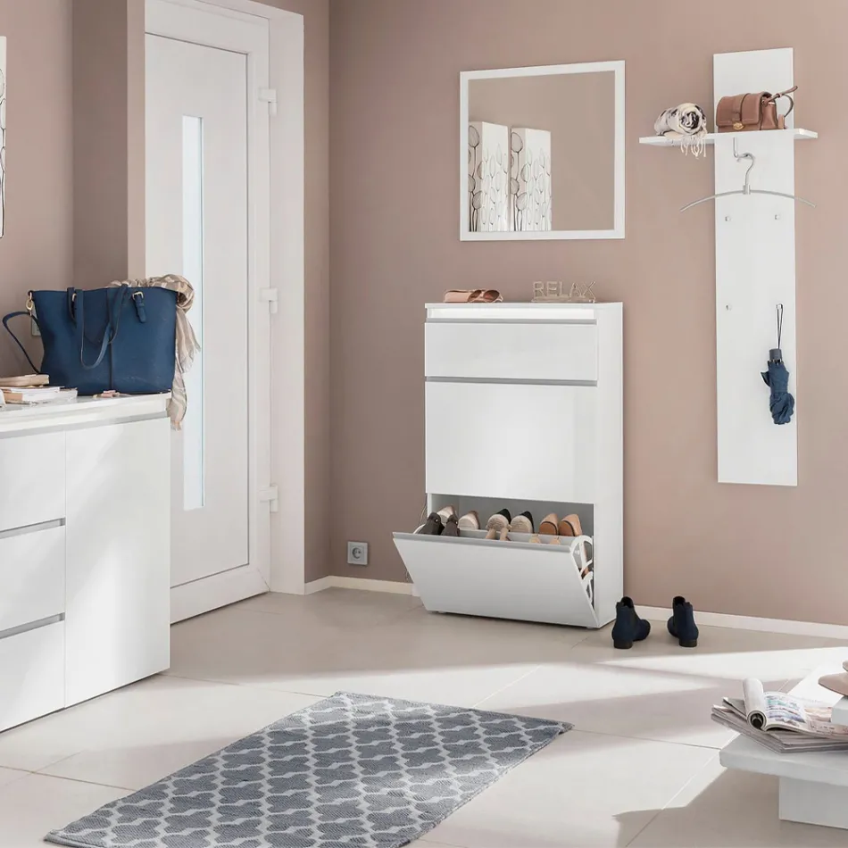 Skoskab hvid eller antracit 3 døre Bæredygtigt trædesign - Emanuelito Viadurini