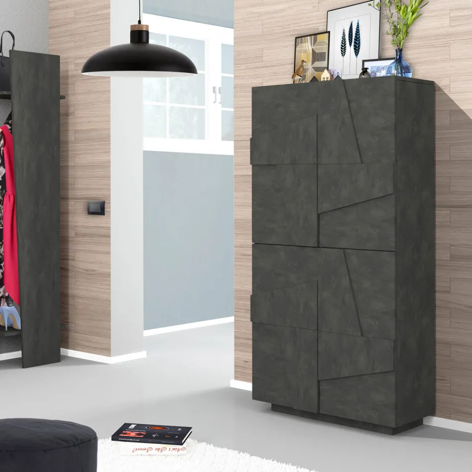 Indendørs melamin skoskab med 4 døre lavet i Italien - Naditza Viadurini