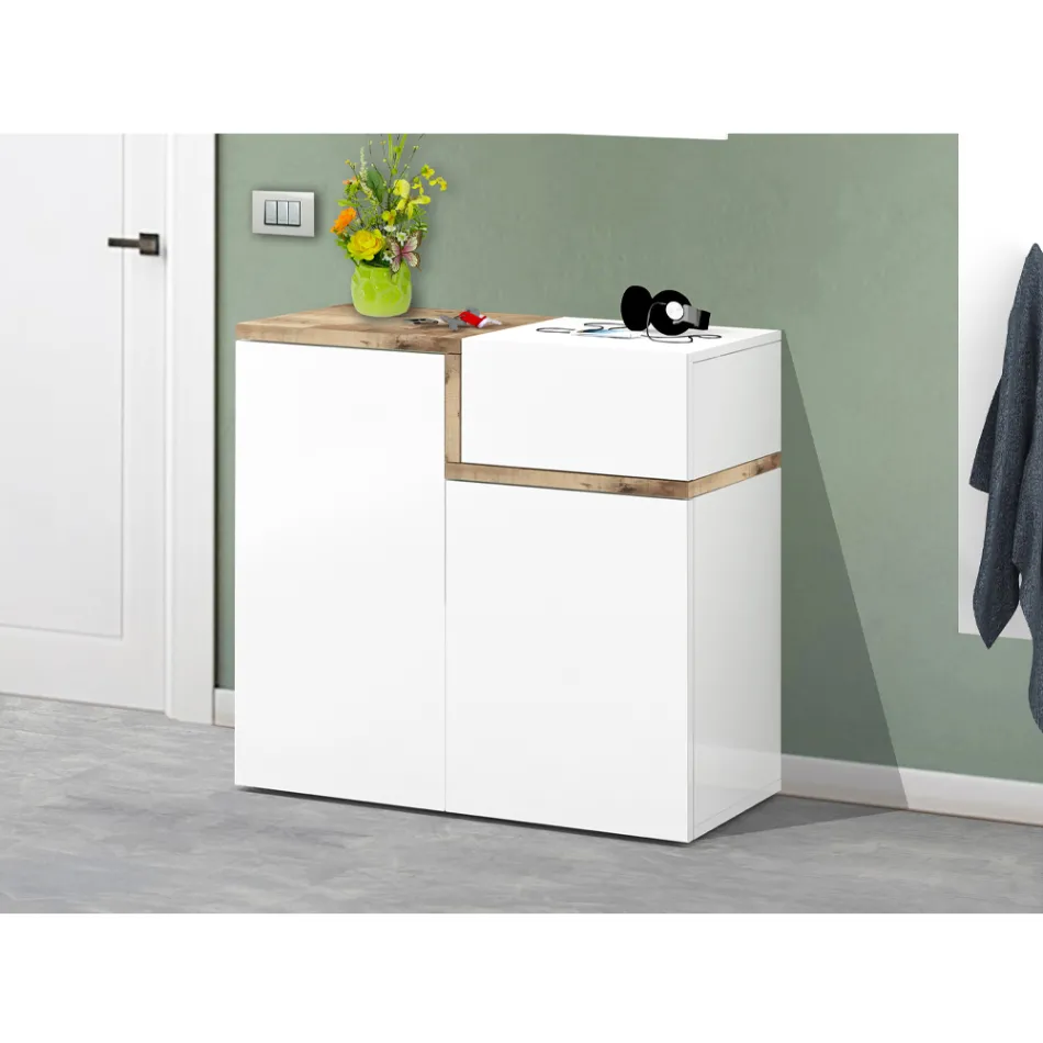 Entre skostativ 3 eller 4 døre i hvidt træ og skifer eller ahorn - Tiscali Viadurini