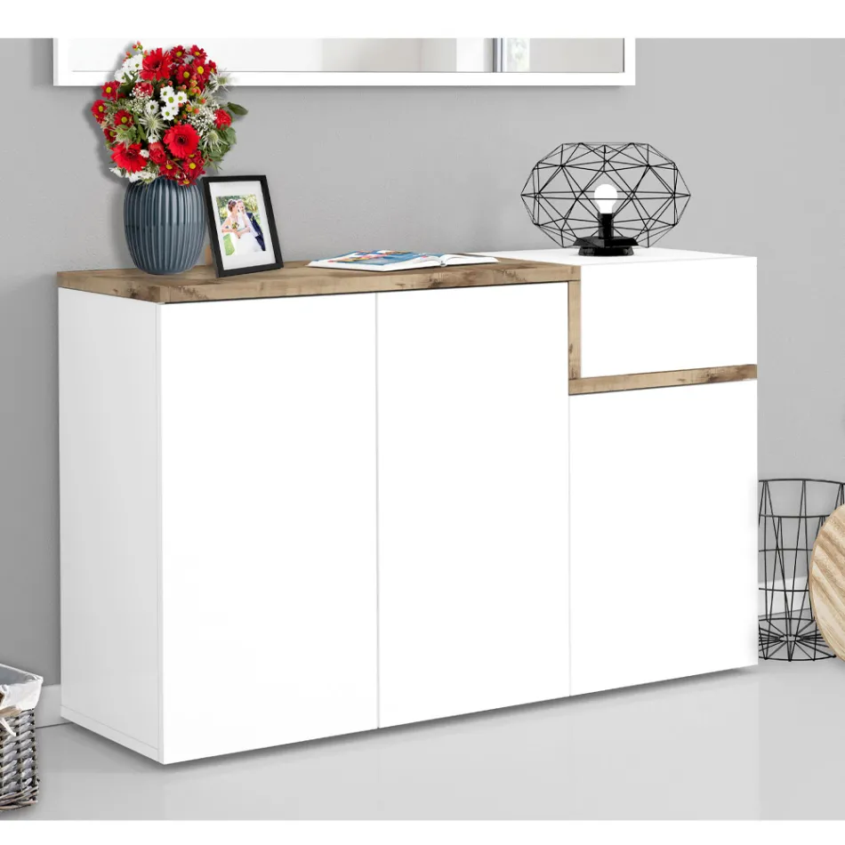 Entre skostativ 3 eller 4 døre i hvidt træ og skifer eller ahorn - Tiscali Viadurini