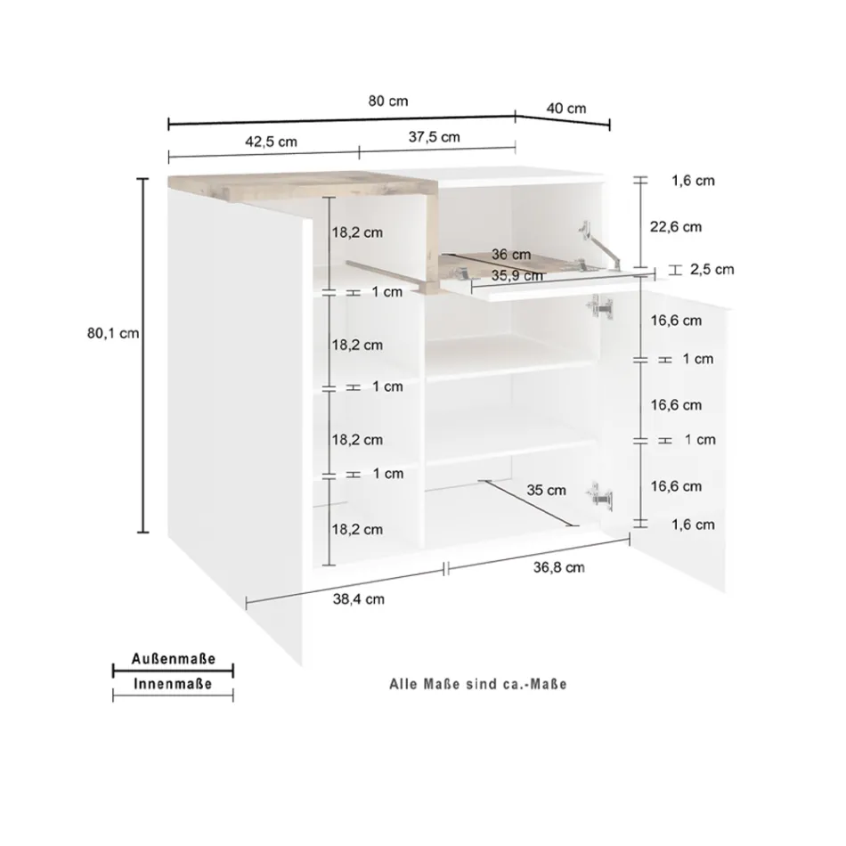Entre skostativ 3 eller 4 døre i hvidt træ og skifer eller ahorn - Tiscali Viadurini