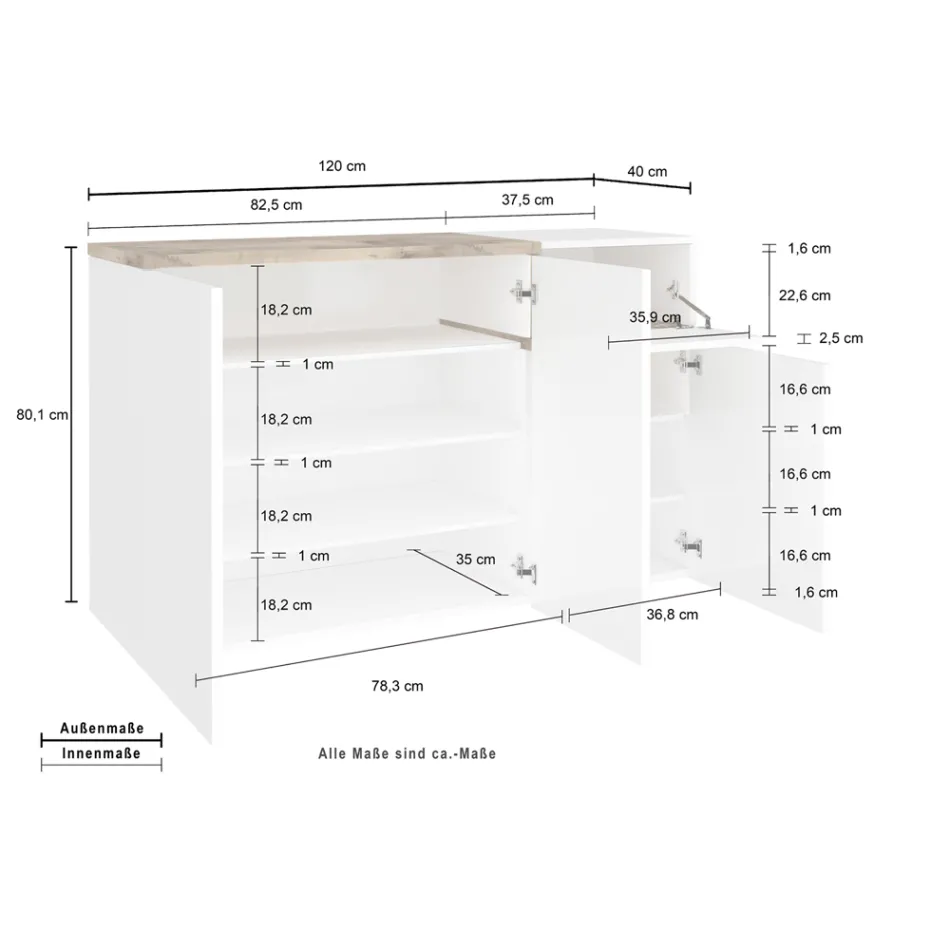 Entre skostativ 3 eller 4 døre i hvidt træ og skifer eller ahorn - Tiscali Viadurini