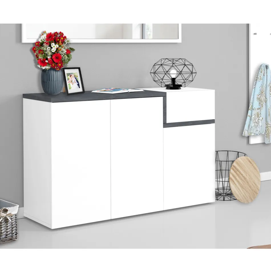 Entre skostativ 3 eller 4 døre i hvidt træ og skifer eller ahorn - Tiscali Viadurini