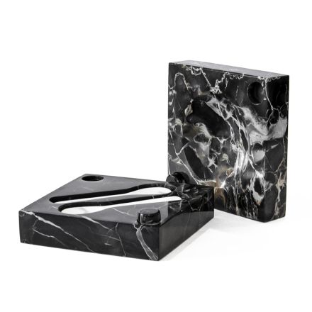 Kaviaræske med skeer i Carrara marmor Portoro - Jerry Viadurini
