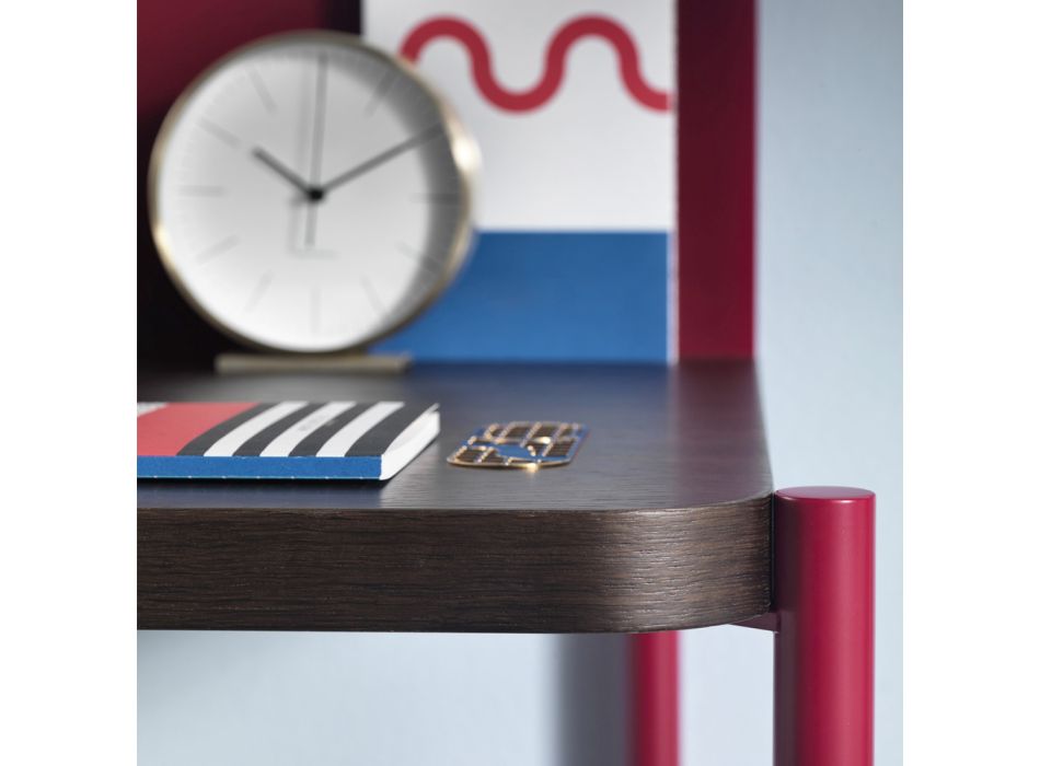 Moderne skrivebord i farvet metal og egetræ i italiensk design - Nadin Viadurini