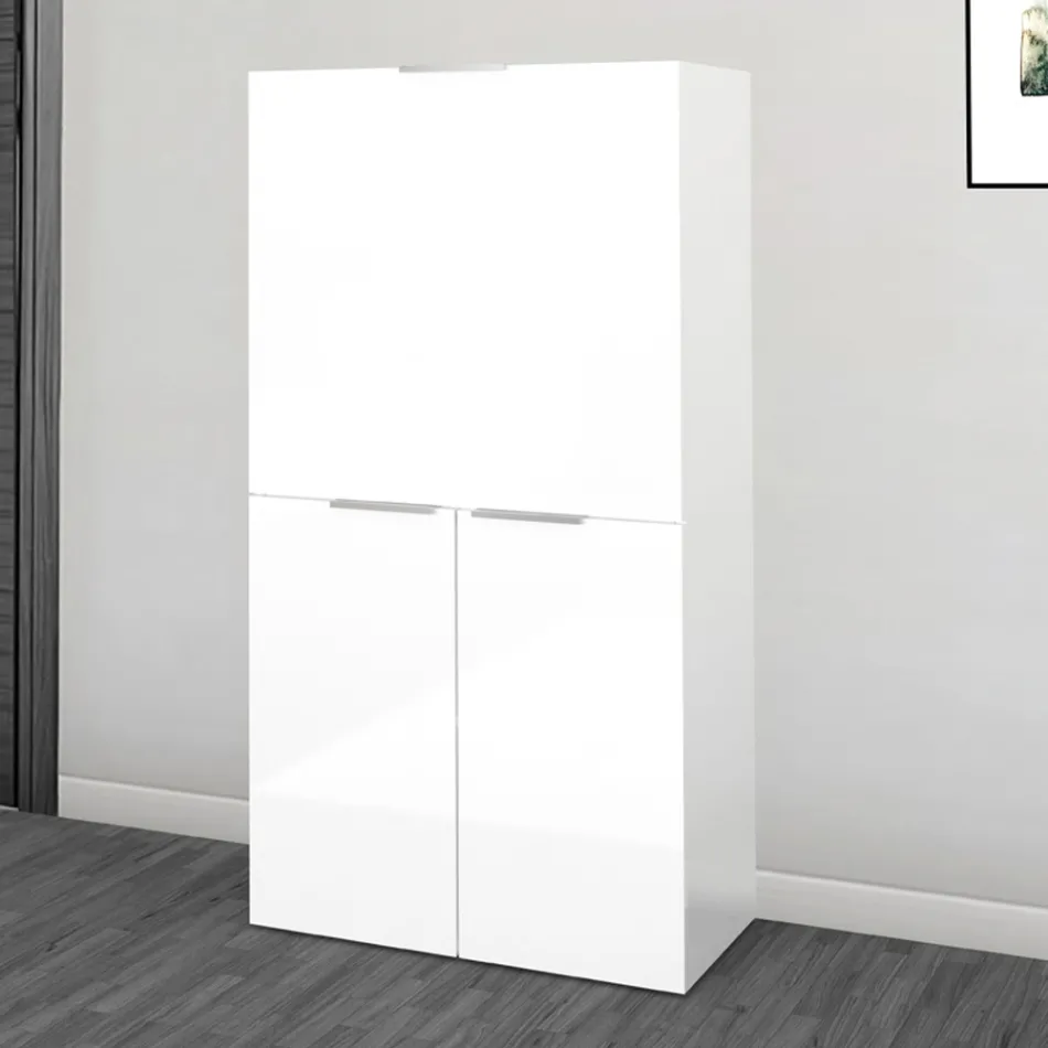 Moderne hvidt væg skrivebord i poleret træ italiensk design - Ghero Viadurini