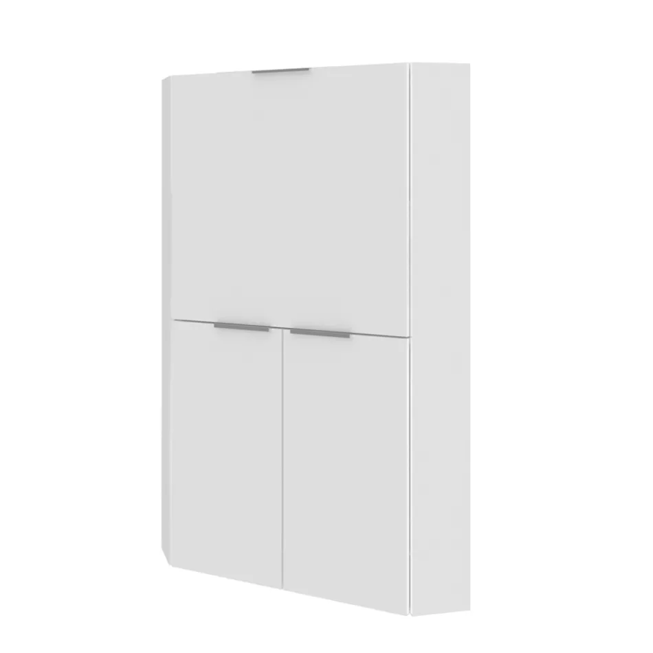 Hvidt moderne hjørneskrivebord i poleret træ italiensk design - Ghero Viadurini