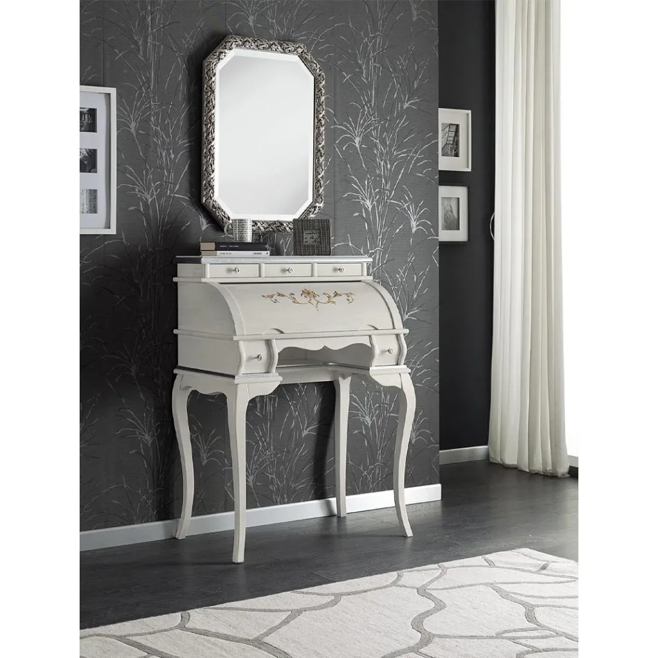 Klassisk skrivebord 5 skuffer i træ og indlæg lavet i Italien - Hastings Viadurini