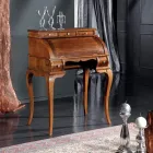 Klassisk skrivebord 5 skuffer i træ og indlæg lavet i Italien - Hastings Viadurini