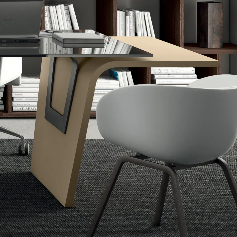 Skrivebord med glasplade Andrea Stramigioli - Frafalla Viadurini