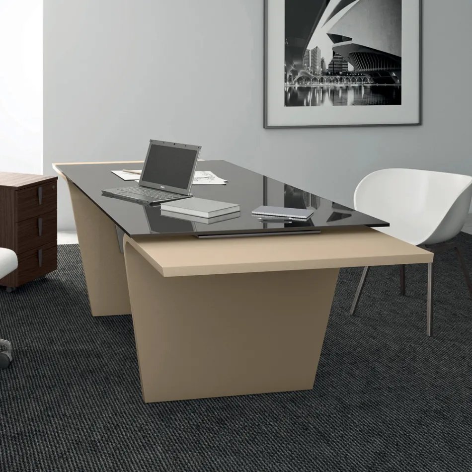 Skrivebord med glasplade Andrea Stramigioli - Frafalla Viadurini