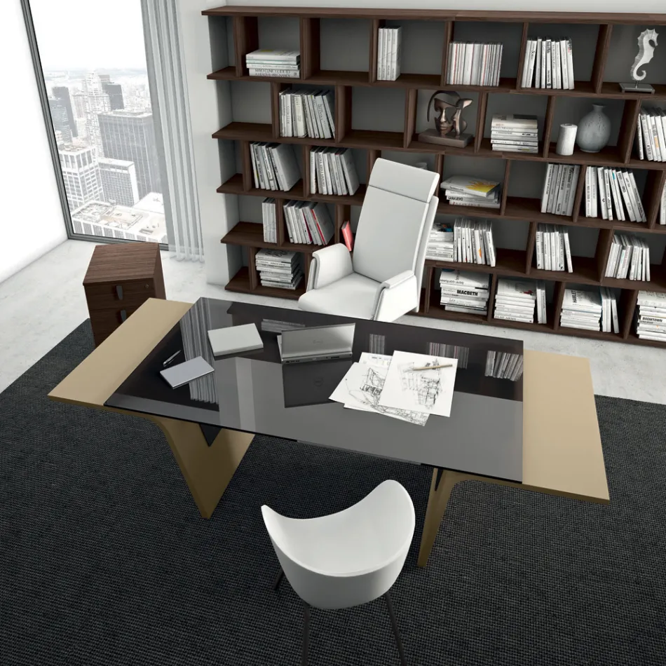 Skrivebord med glasplade Andrea Stramigioli - Frafalla Viadurini