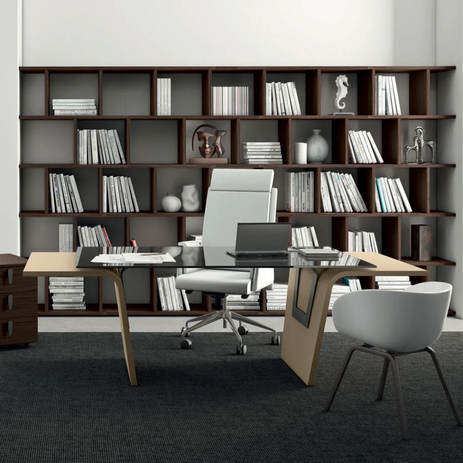 Skrivebord med glasplade Andrea Stramigioli - Frafalla Viadurini