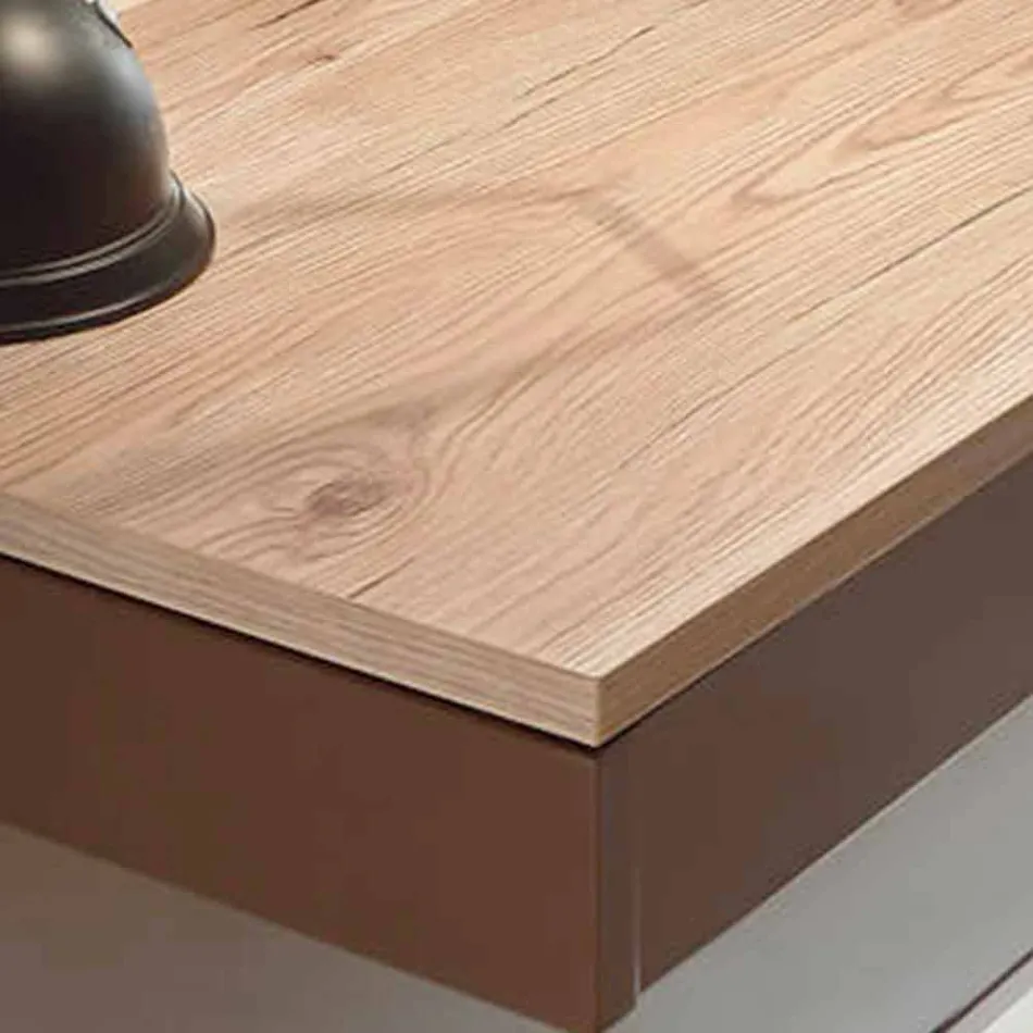 Vægbord i melamin og metal med skuffe fremstillet i Italien - silicium Viadurini