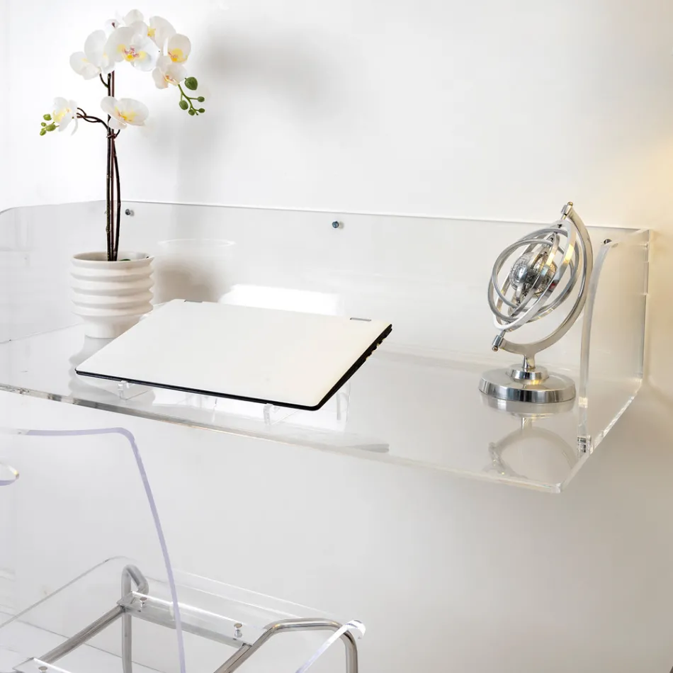 Otilia vægskrivebord i plexiglas med minimalistisk design, fremstillet i Italien Viadurini
