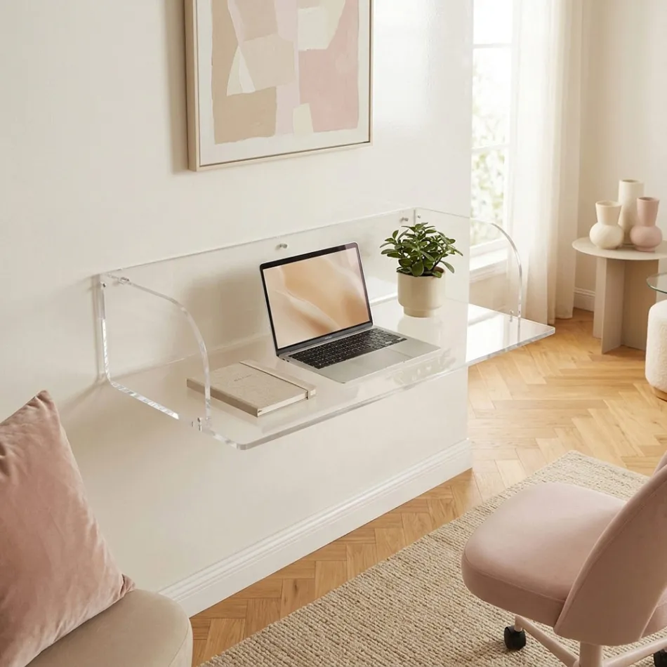 Otilia vægskrivebord i plexiglas med minimalistisk design, fremstillet i Italien Viadurini