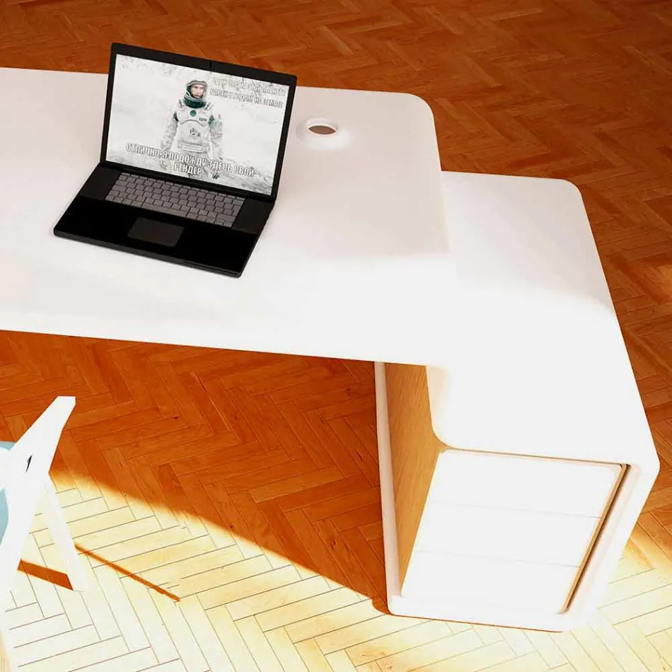 Kontorbord med træ kommode lavet i Italien, Terralba Viadurini