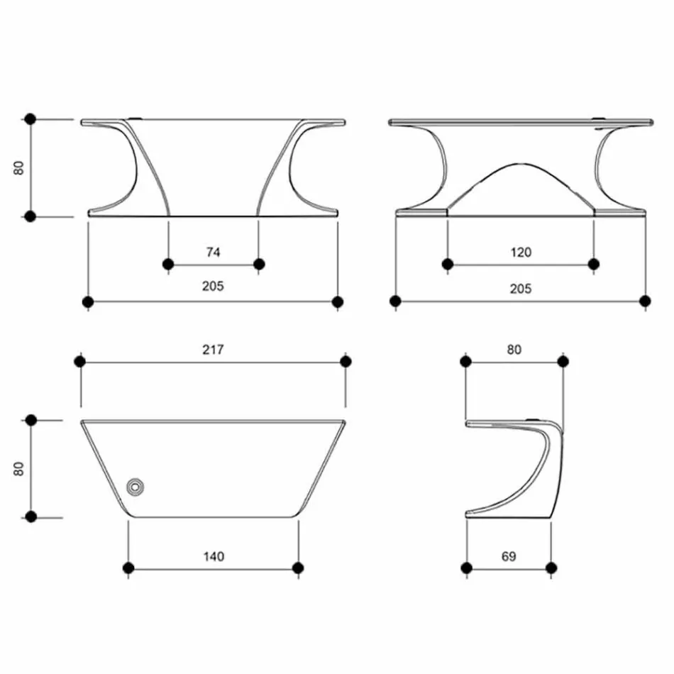 Moderne kontor skrivebord produceret i Italien, Cerami Viadurini