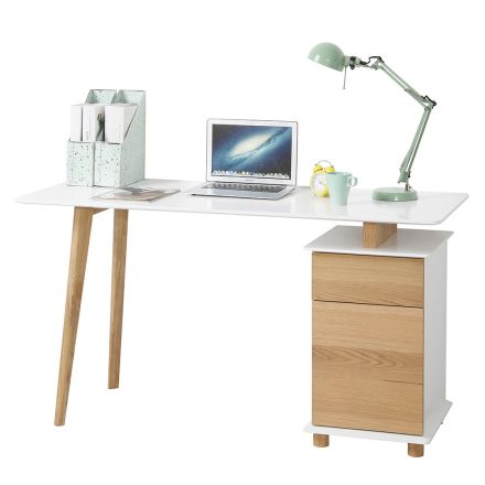 Design skrivebord i fyrretræ og MDF top med skuffe - Ginnesto Viadurini